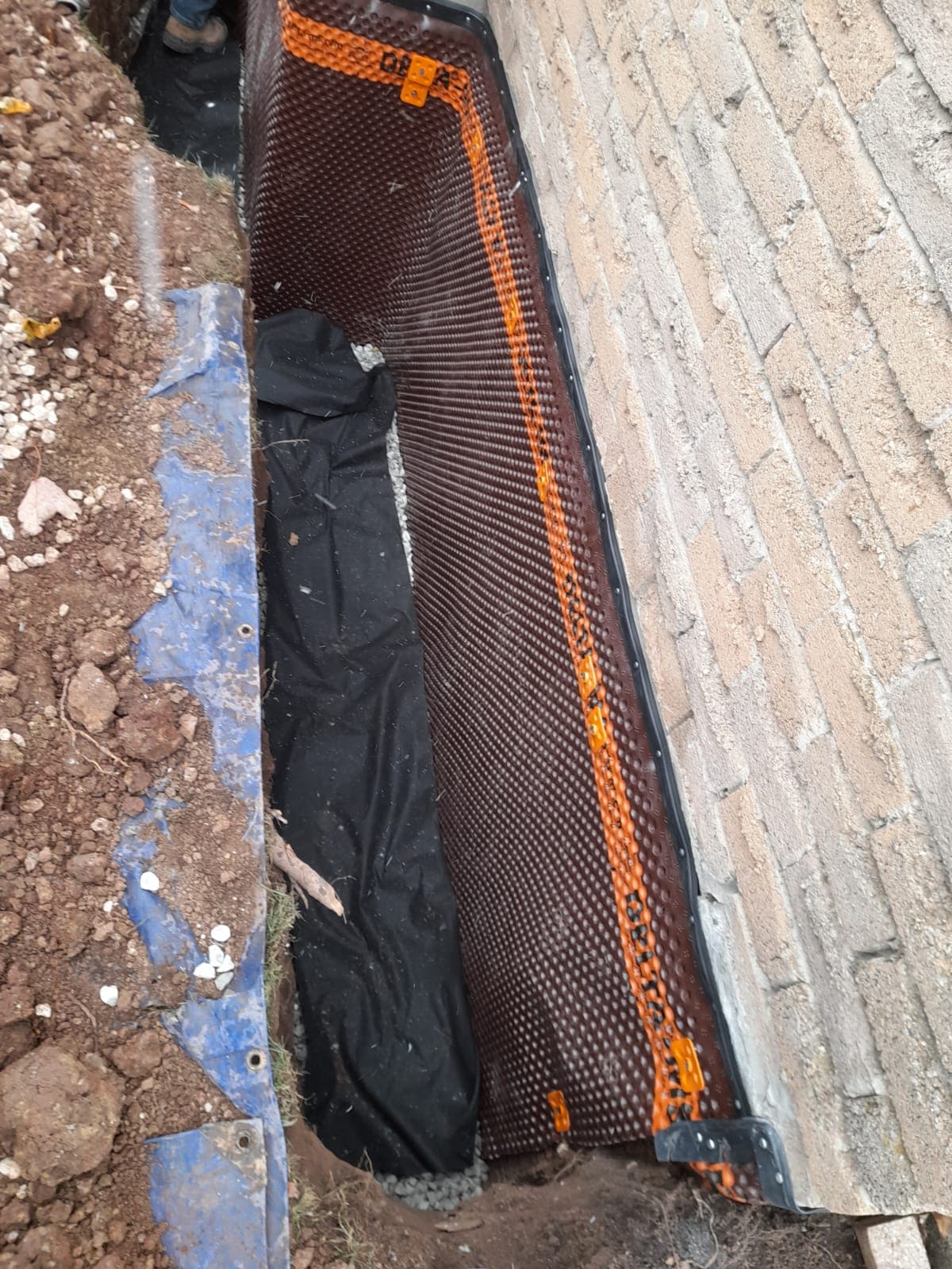 Foundation excavation on a Simcoe County waterproofing job
