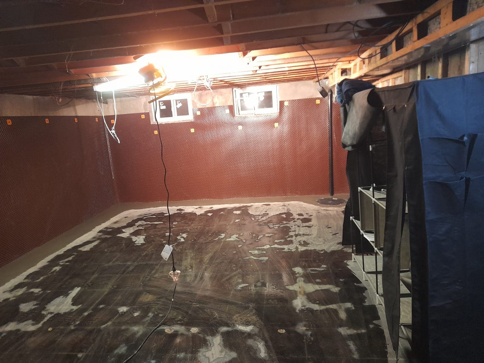 Sump area during interior waterproofing in Barrie